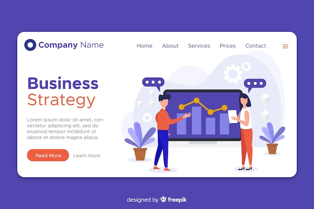 Flat design landing page business strategy