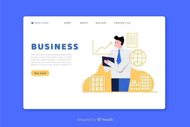 Free Vector flat design landing page with man character