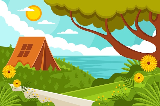 Flat design landscape illustration