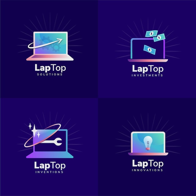 Flat design laptop logo