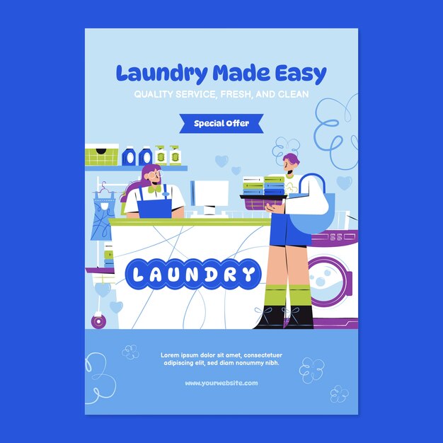 Flat design laundry service poster