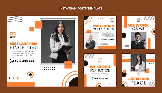 Free Vector flat design law firm instagram post set