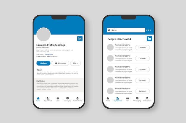 Flat design linkedin mockup