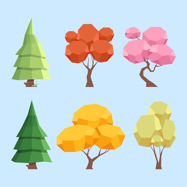 Flat design low poly nature element