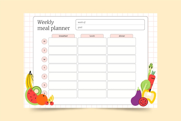 Free Vector flat design meal planner template