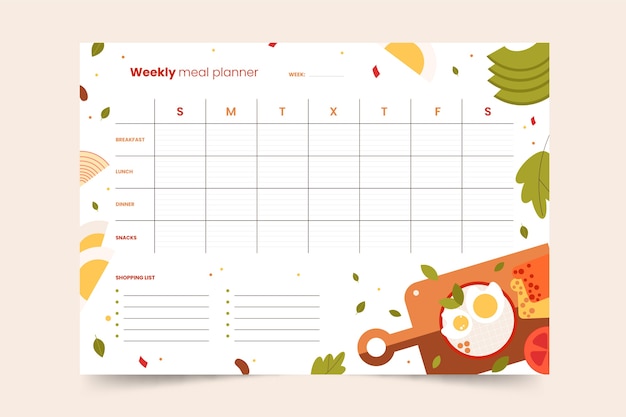 Free Vector flat design meal planner template