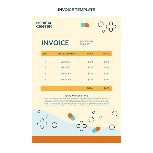 Free Vector flat design medical invoice template