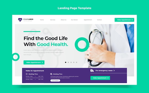 Flat design of medical landing page