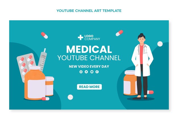 Flat design medical youtube channel