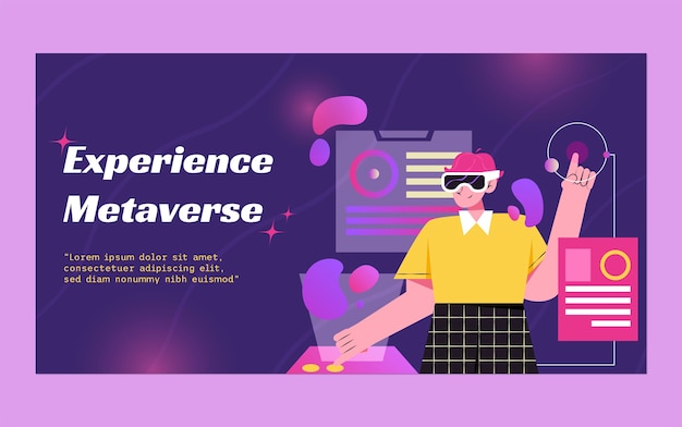 Flat design metaverse concept facebook post