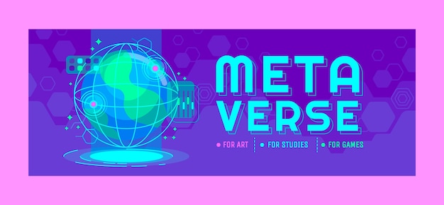 Free Vector flat design metaverse facebook cover