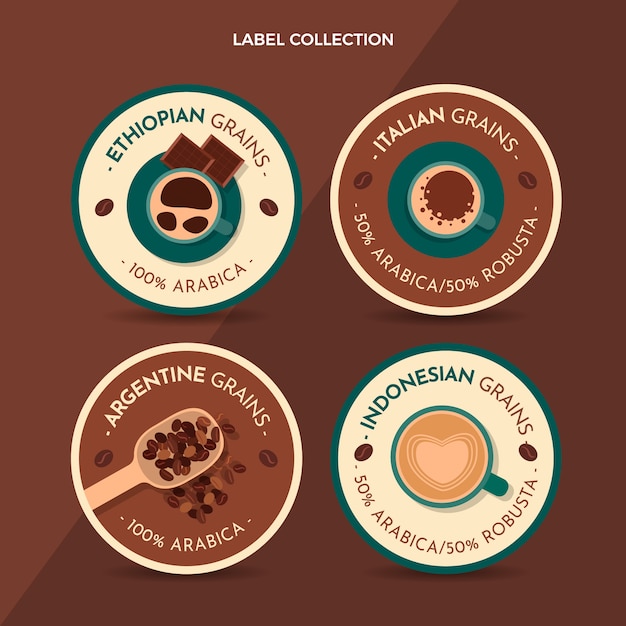 Flat design minimal coffee shop label collection