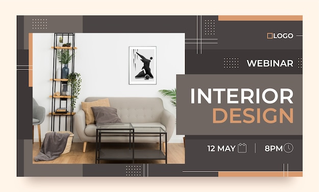 Flat design minimal interior design webinar