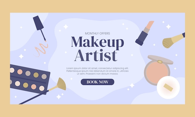 Free Vector flat design minimal makeup artist facebook ad