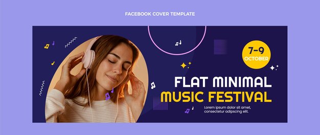 Flat design minimal music festival facebook cover