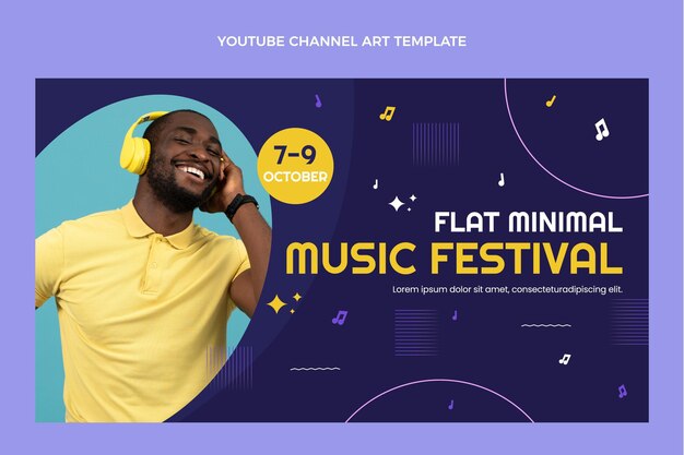 Flat design minimal music festival youtube channel