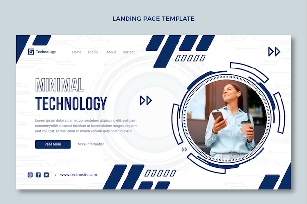 Free Vector flat design minimal technology landing page