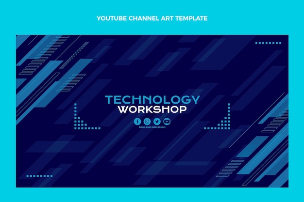 Flat design minimal technology youtube channel art