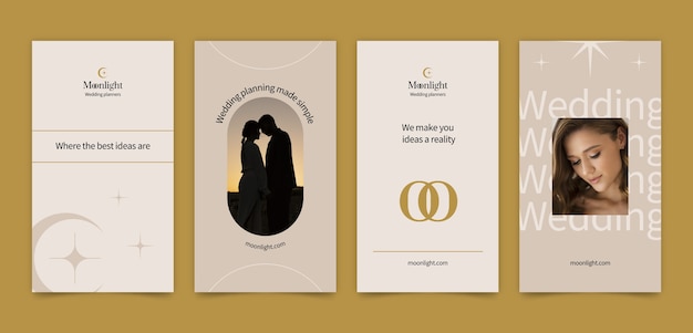 Flat design minimal wedding instagram stories