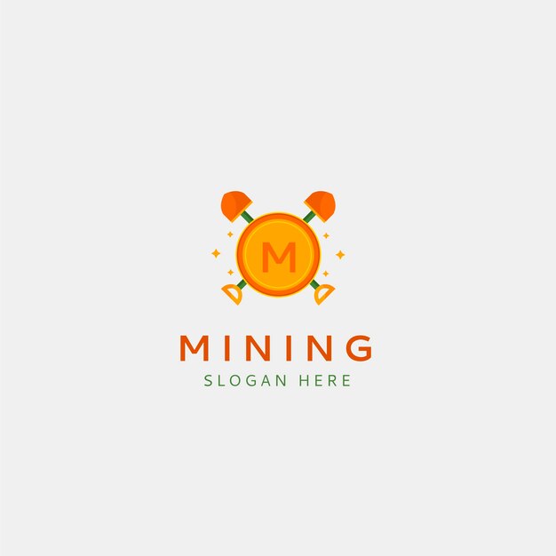 Flat design mining logo template