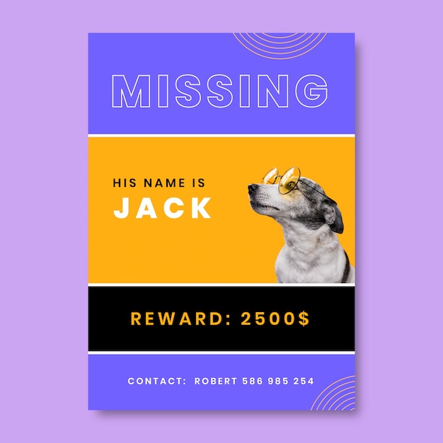 Flat design modern nala lost dog poster