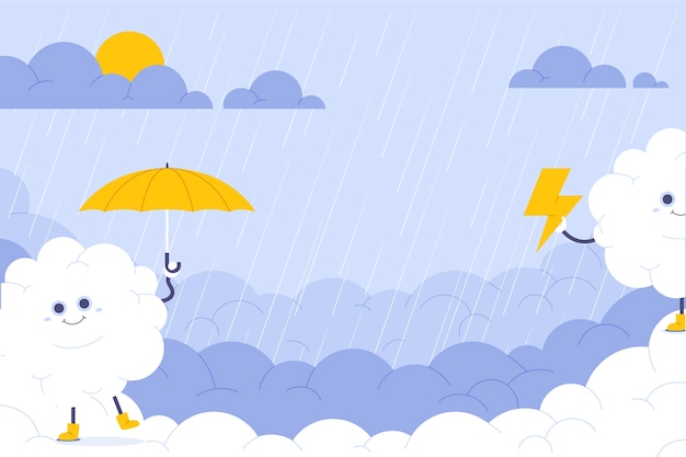 Free vector flat design monsoon season clouds illustration