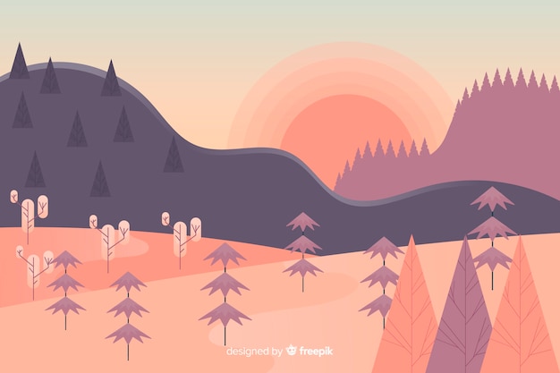 Free vector flat design mountain landscape