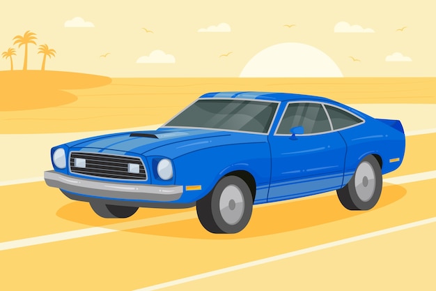 Flat design muscle car illustration