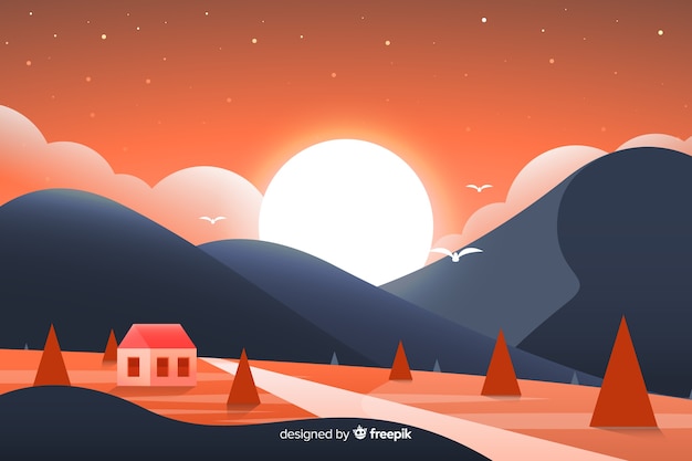 Free Vector flat design natural landscape background