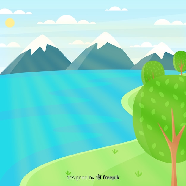 Free vector flat design natural landscape background