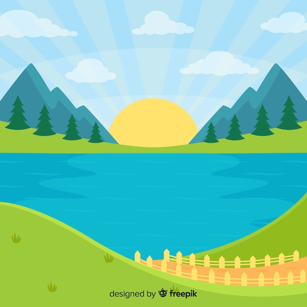 Free vector flat design natural landscape background