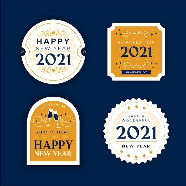 Free Vector flat design new year badge collection