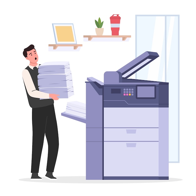 Free Vector flat design office printer illustration