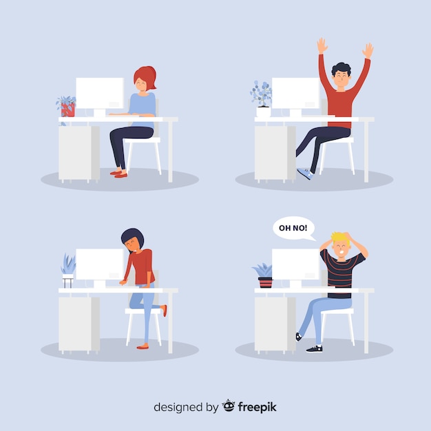 Free Vector flat design office workers moods