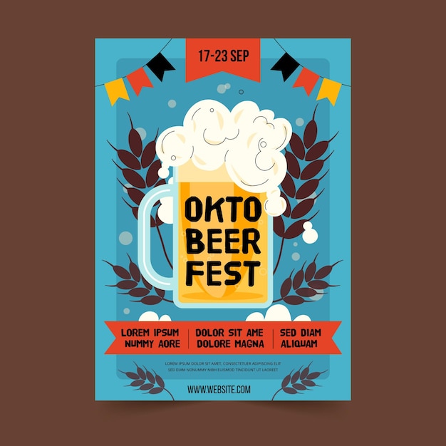 Free Vector flat design oktoberfest poster template