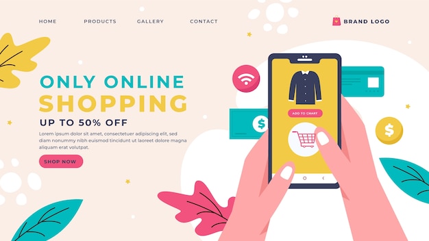 Free vector flat design  online shopping c
