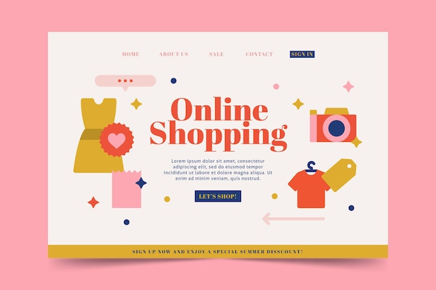 Free Vector flat design online shopping landing page