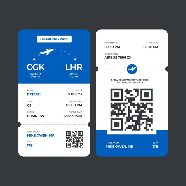 Flat design online ticket template