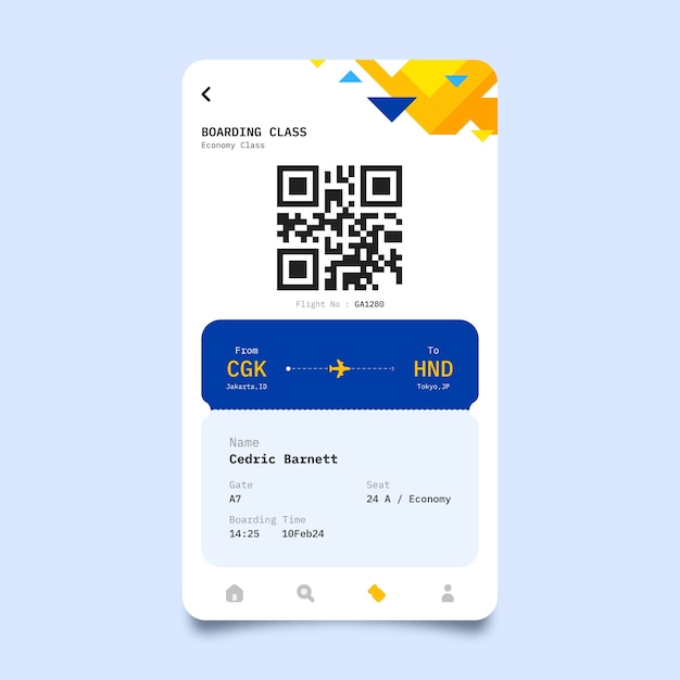 Flat design online ticket template