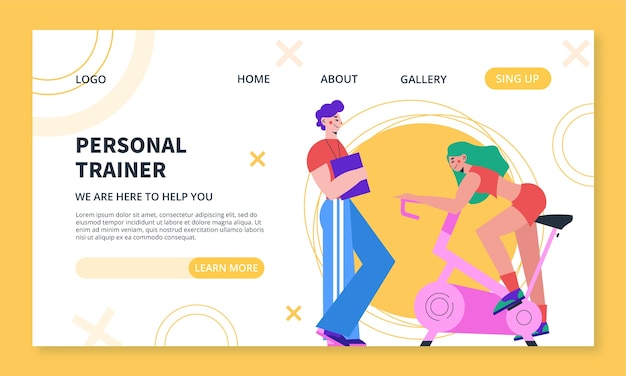 Flat design personal trainer landing page