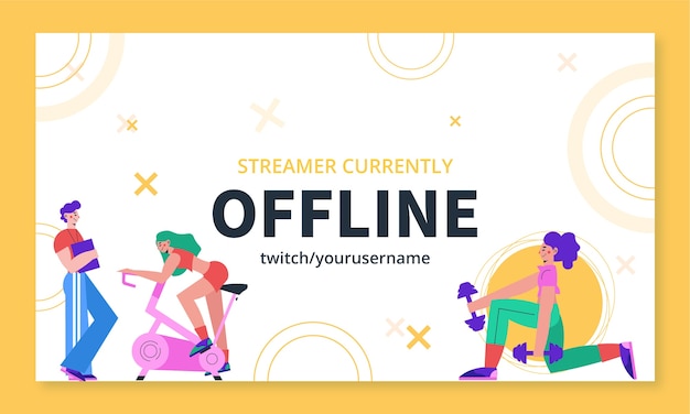 Free vector flat design personal trainer twitch background