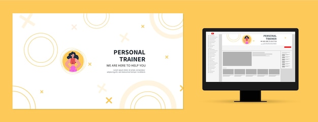 Flat design personal trainer youtube channel art