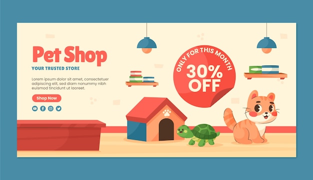 Free Vector flat design pet shop sale banner template