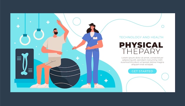 Free Vector flat design physiotherapy horizontal banner