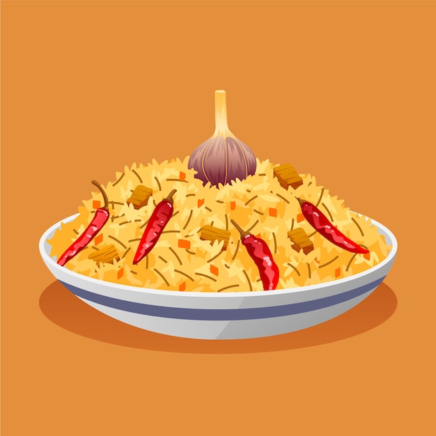 Flat design pilaf illustration