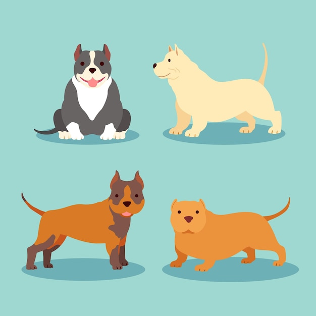 Free Vector flat design pitbull collection