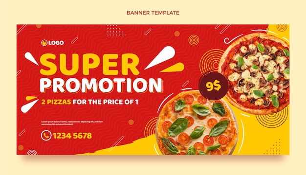 Free Vector flat design pizza sale banner