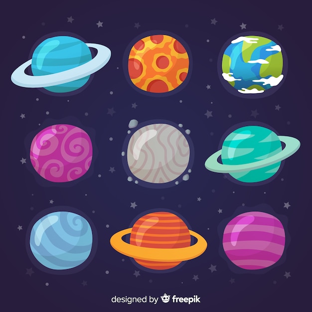 Flat design planet collection