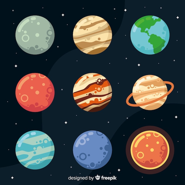 Flat design planet collection