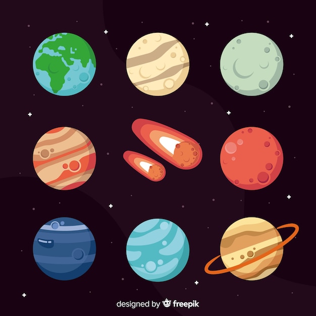 Free Vector flat design planet collection